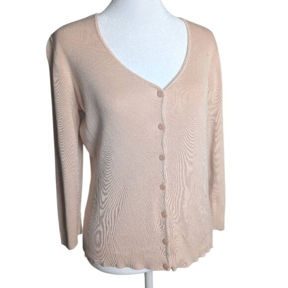 Ann Taylor Blush Pink Silk Blend Cardigan Button-Up Light Sweater Womens S - Picture 1 of 6